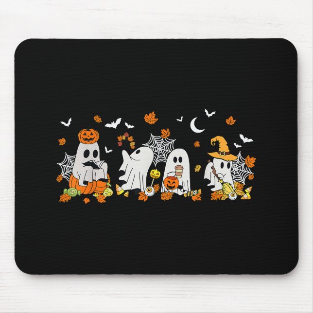 Niedlich Ghost Drink Kaffee Halloween Fall Ghost B Mousepad (Vorne)