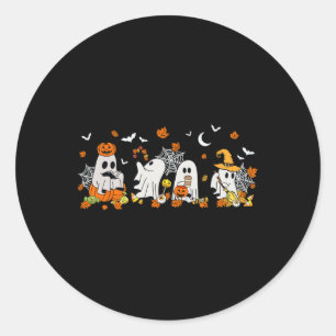 Niedlich Ghost Drink Kaffee Halloween Fall Ghost B Runder Aufkleber
