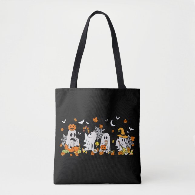 Niedlich Ghost Drink Kaffee Halloween Fall Ghost B Tasche (Vorderseite)