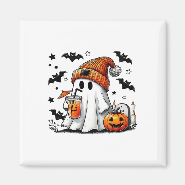 Niedlich Ghost Drink Kaffee Halloween Ghost Ice Co Magnet (Vorne)
