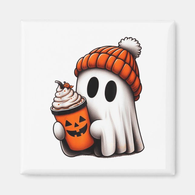 Niedlich Ghost Drink Kaffee Halloween Ghost Ice Co Magnet (Vorne)