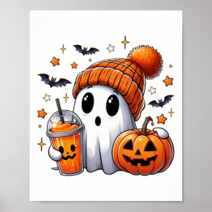 Niedlich Ghost Drink Kaffee Halloween Ghost Ice Co Poster