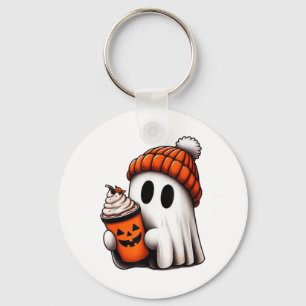 Niedlich Ghost Drink Kaffee Halloween Ghost Ice Co Schlüsselanhänger