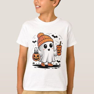Niedlich Ghost Drink Kaffee Halloween Ghost Ice Co T-Shirt