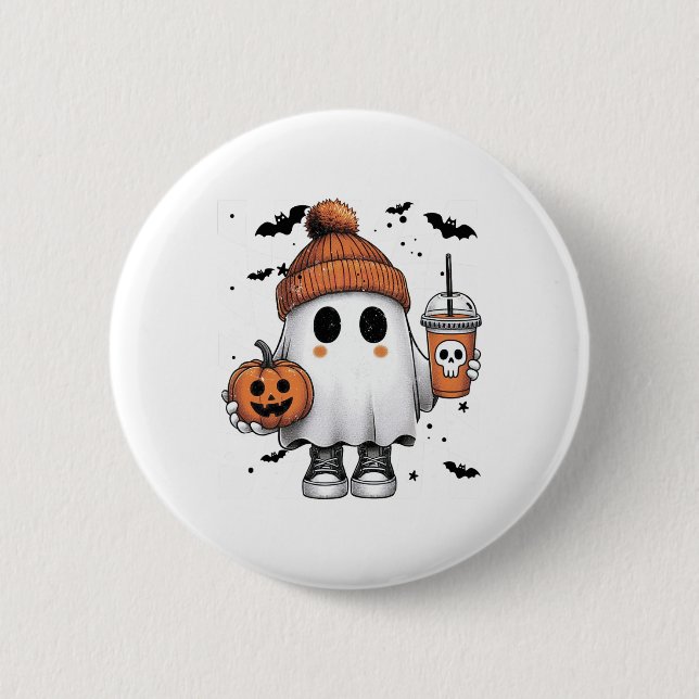 Niedlich Ghost Drink Kaffee Halloween Ghost-Kaffee Button (Vorderseite)