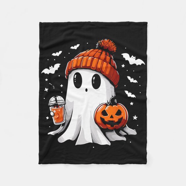 Niedlich Ghost Drink Kaffee Halloween Ghost-Kaffee Fleecedecke (Vorderseite)