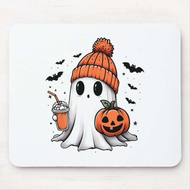 Niedlich Ghost Drink Kaffee Halloween Ghost-Kaffee Mousepad (Vorne)