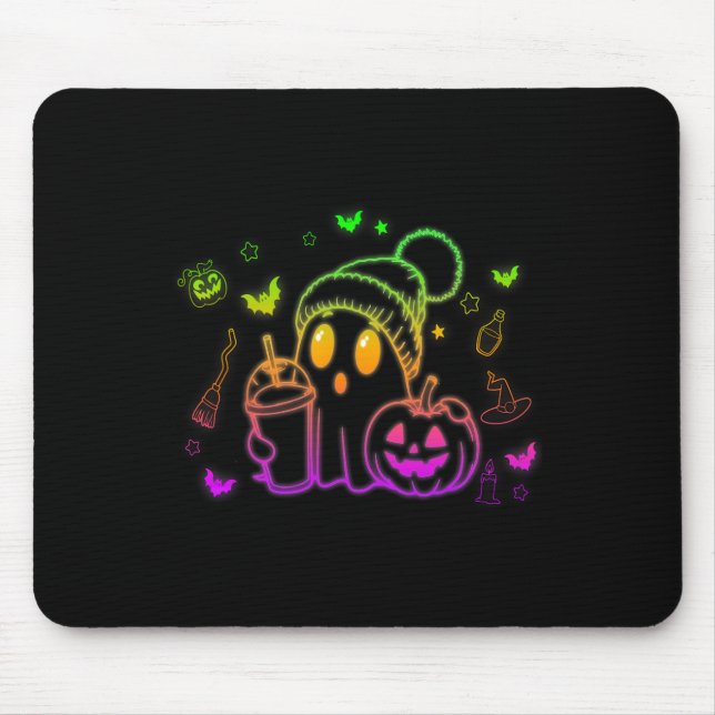 Niedlich Ghost Drink Kaffee Halloween Ghost-Kaffee Mousepad (Vorne)