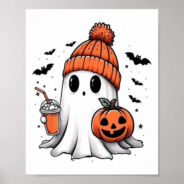 Niedlich Ghost Drink Kaffee Halloween Ghost-Kaffee Poster (Vorne)