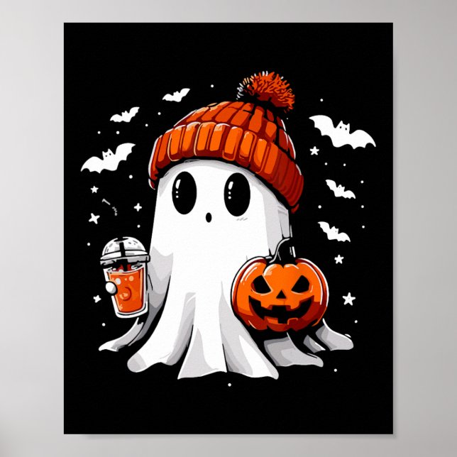 Niedlich Ghost Drink Kaffee Halloween Ghost-Kaffee Poster (Vorne)