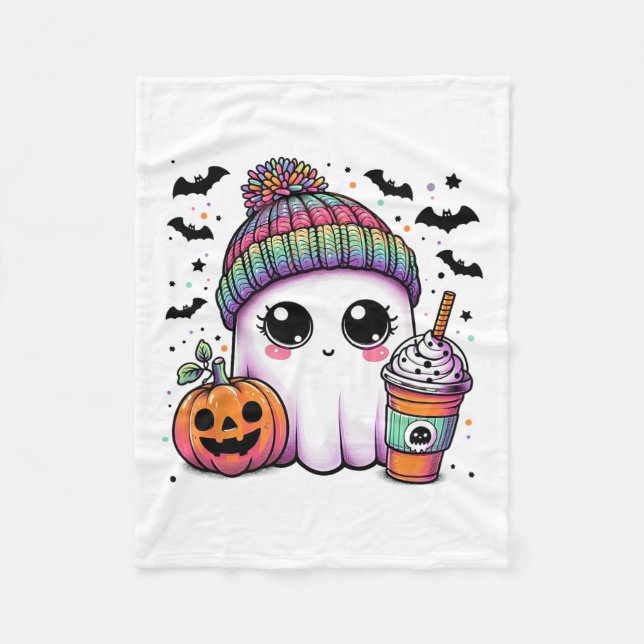 Niedlich Ghost Drink Kaffee Latte Ghost Boo Hallow Fleecedecke (Vorderseite)