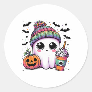 Niedlich Ghost Drink Kaffee Latte Ghost Boo Hallow Runder Aufkleber