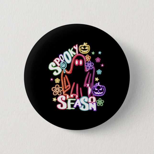 Niedlich Ghost Floral Coquette Halloween Pumpkin S Button (Vorderseite)