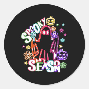 Niedlich Ghost Floral Coquette Halloween Pumpkin S Runder Aufkleber