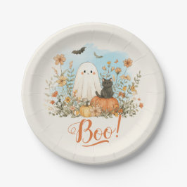 Niedlich Ghost Floral Halloween Pappteller