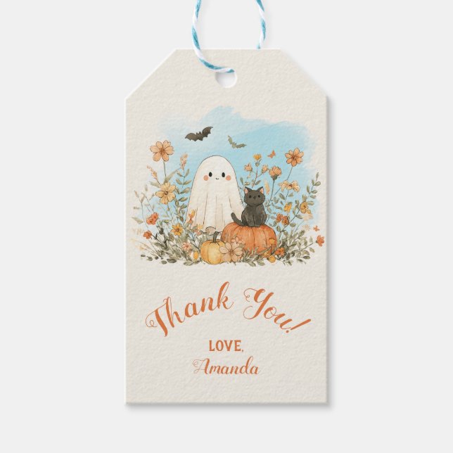 Niedlich Ghost Floral Vielen Dank Geschenkanhänger (Vorderseite)