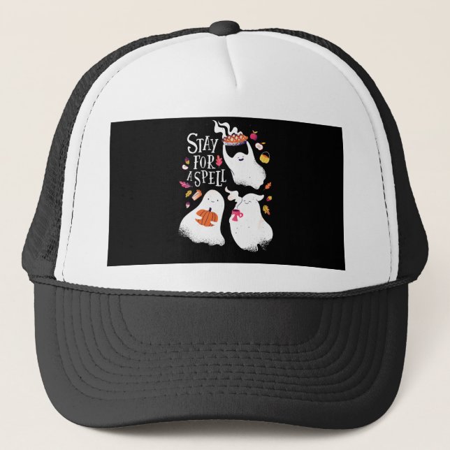 Niedlich Ghost Funny Halloween Design Truckerkappe (Vorderseite)