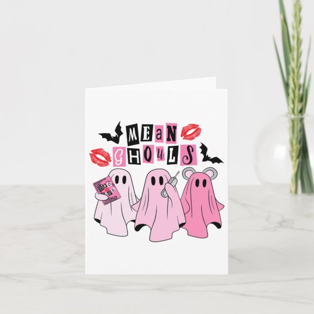 Niedlich Ghost Gemein Ghouls Funny Halloween Kostü Karte (Vorderseite)