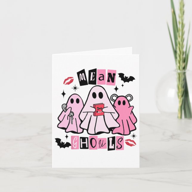 Niedlich Ghost Gemein Ghouls Funny Halloween Kostü Karte (Vorderseite)