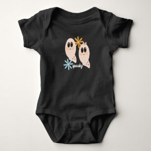 Niedlich Ghost Ghoul Retro Groovy Floral Baby Strampler