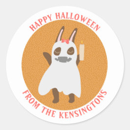 Niedlich Ghost Girly Bunny Happy Halloween Familie Runder Aufkleber