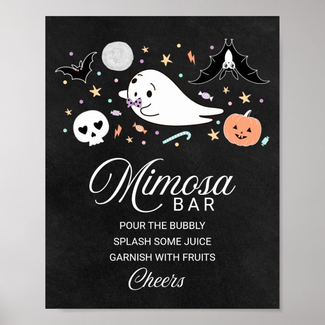 Niedlich Ghost Halloween Baby Dusche Mimosa Bar Si Poster (Vorne)