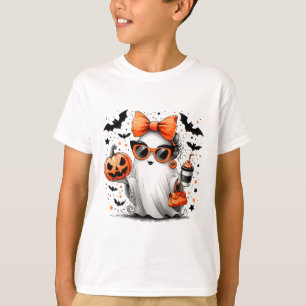 Niedlich Ghost Halloween Diva Cartoon Sungles Hand T-Shirt
