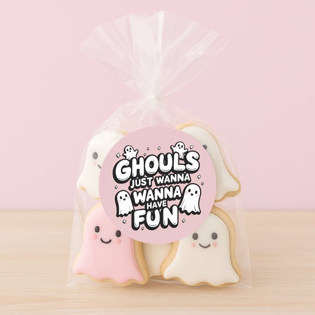 Niedlich Ghost Halloween Geburtstag | Pink Ghoul Runder Aufkleber (Von Creator hochgeladen)
