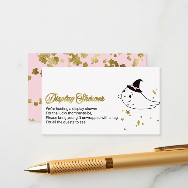 Niedlich Ghost Halloween Kinderdusche Showdusche Begleitkarte (Vorderseite/Rückseite Beispiel)