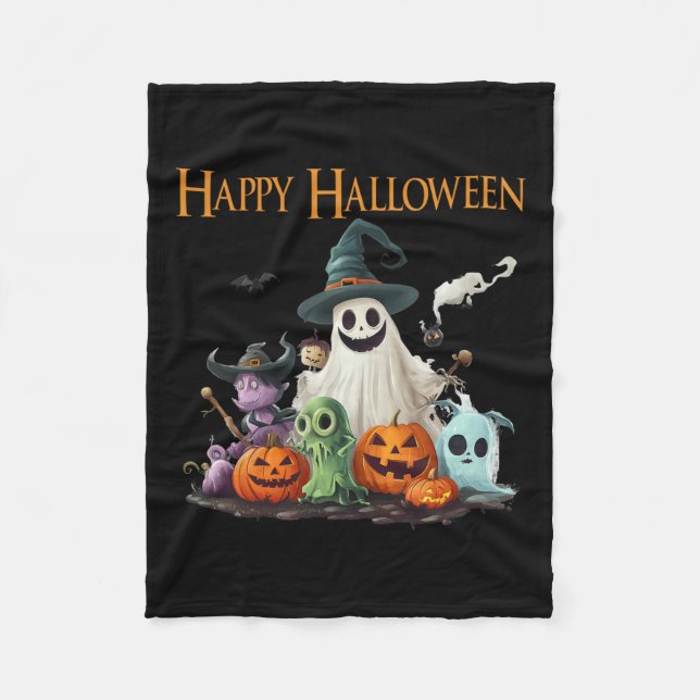 Niedlich Ghost Halloween Kostüm Happy Halloween Gh Fleecedecke (Vorderseite)