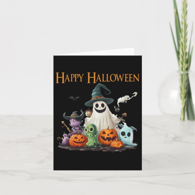 Niedlich Ghost Halloween Kostüm Happy Halloween Gh Karte (Vorderseite)