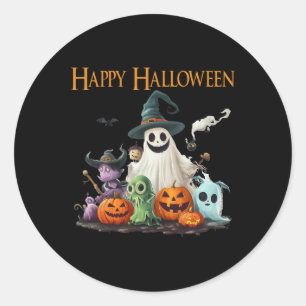 Niedlich Ghost Halloween Kostüm Happy Halloween Gh Runder Aufkleber