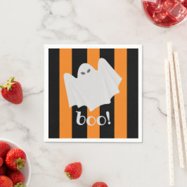 Niedlich Ghost Halloween Napkins Orange Black Stri Serviette