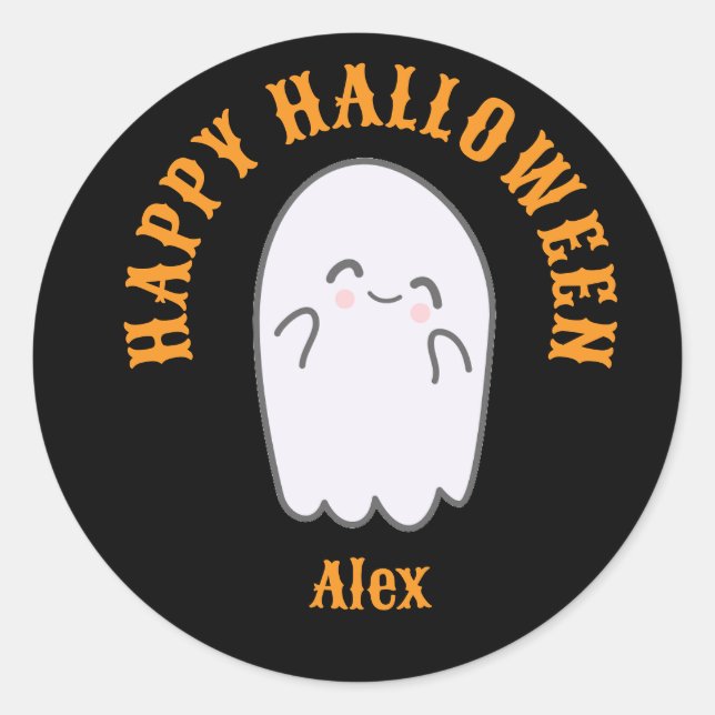 Niedlich Ghost Halloween Runder Aufkleber (Vorderseite)