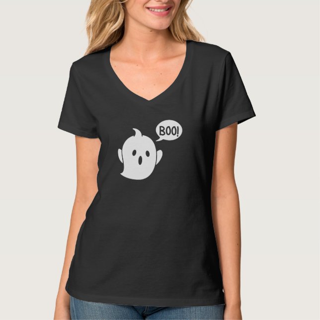 Niedlich Ghost Halloween T-Shirt (Vorderseite)