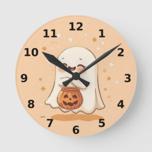 Niedlich Ghost Halloween Wall-Uhr Runde Wanduhr