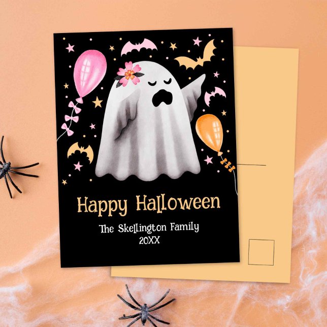 Niedlich Ghost Happy Halloween Postkarte (Cute Ghost Happy Halloween Postcard)