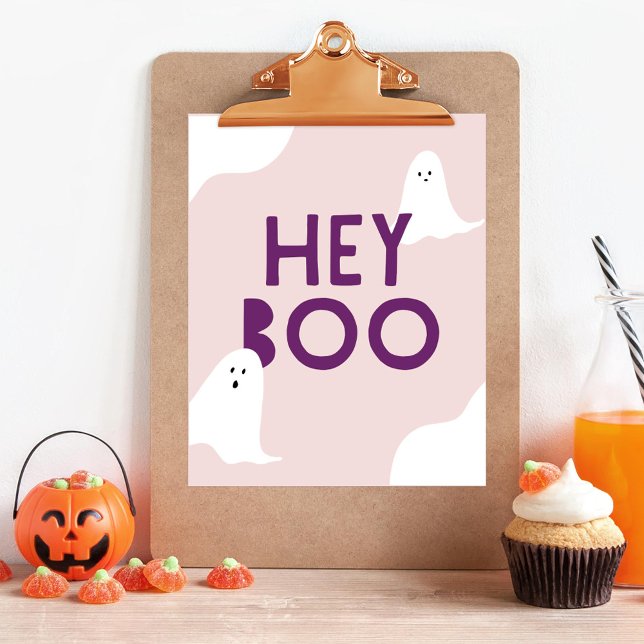 Niedlich Ghost Hey Boo Kids Halloween-Party Poster (hey boo cute ghost halloween sign)