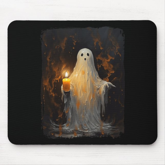 Niedlich Ghost Holding Candle Fun Halloween Gothic Mousepad (Vorne)