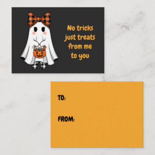 Niedlich Ghost Kariert Bow Halloween Trick Leckere Mitteilungskarte