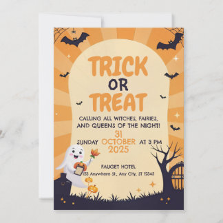 Niedlich Ghost Kids Halloween-Party Einladung