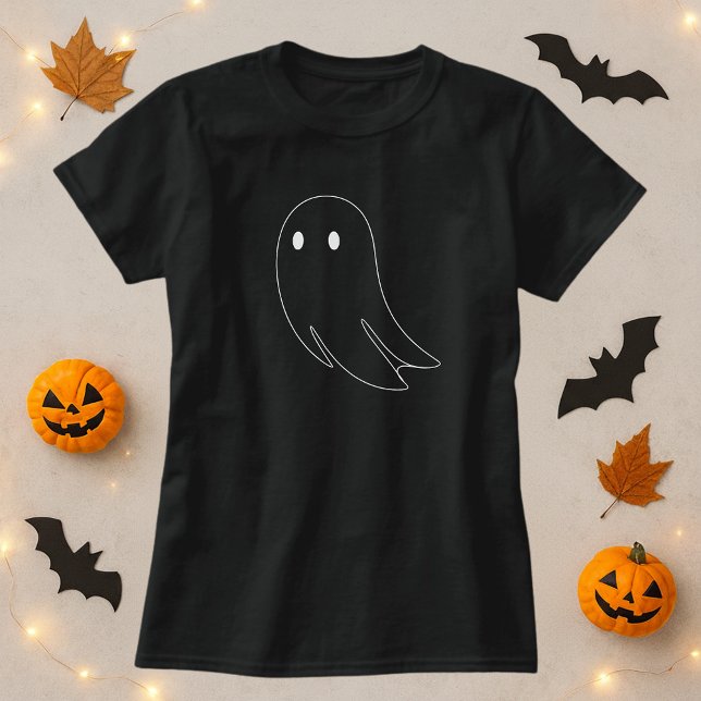 Niedlich Ghost-Kontur - Halloween T-Shirt (Von Creator hochgeladen)