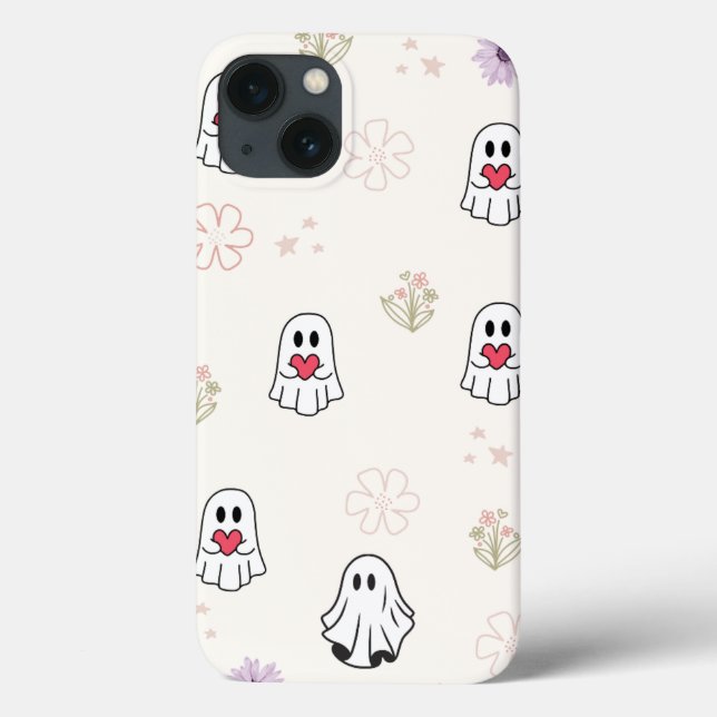 Niedlich Ghost-Liebe-Muster - Pastell-BlumenHallow Case-Mate iPhone Hülle (Rückseite)