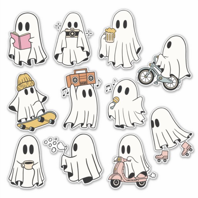 Niedlich Ghost macht einige Aktivitäten Pack Aufkleber (Vorderseite)