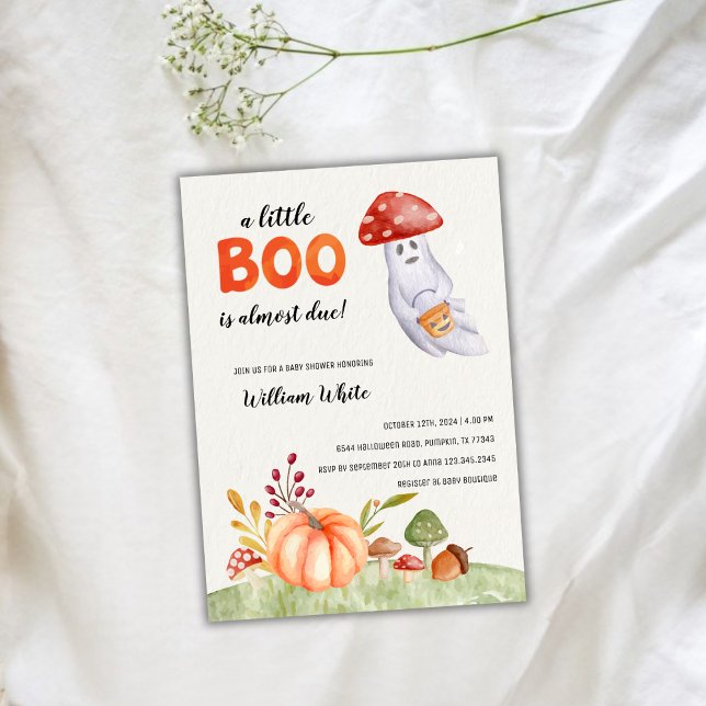 Niedlich Ghost Mushroom Halloween Fall Baby Dusche Einladung (Cute Ghost Mushroom Halloween Fall Baby Shower Invitation)