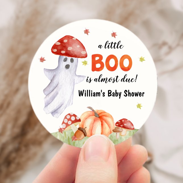 Niedlich Ghost Mushroom Halloween Kinderdusche Runder Aufkleber (Candy Pumpkin Ghosts Halloween Baby Brewing Shower Classic Round Sticker)