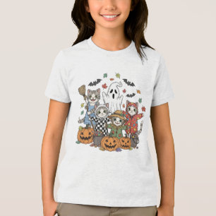 Niedlich Ghost Neon BOO Spooky Fun Kids Hallowee Tri-Blend Shirt