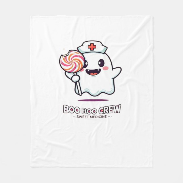 Niedlich Ghost Nurse Boo Boo Crew Halloween Classi Fleecedecke (Vorderseite)