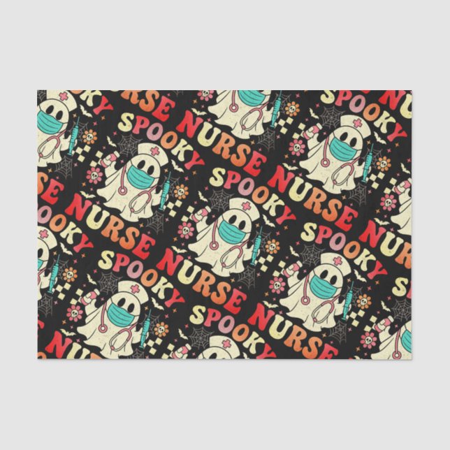 Niedlich Ghost Nurse Halloween Graphic Retro Paste Seidenpapier (Vorderseite)
