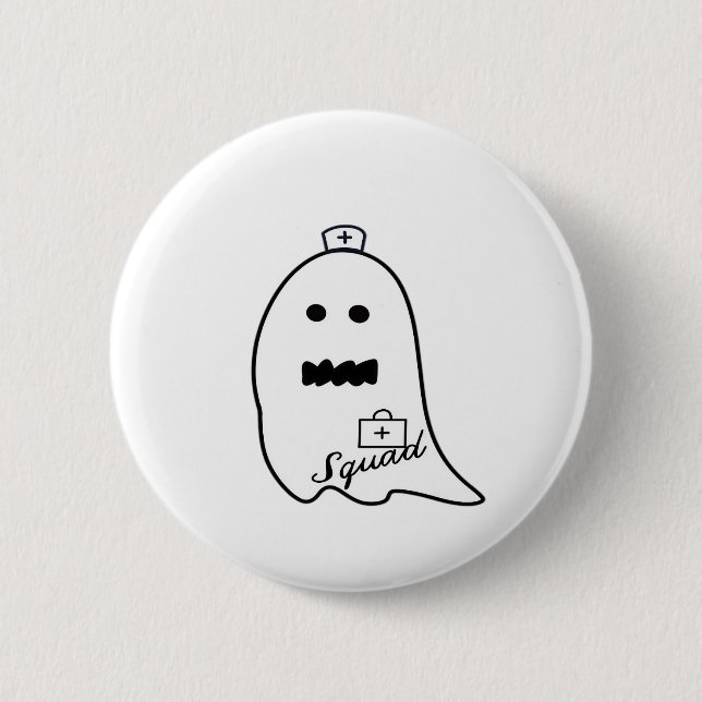 Niedlich Ghost Nurween Handgezeichneter Hospital S Button (Vorderseite)